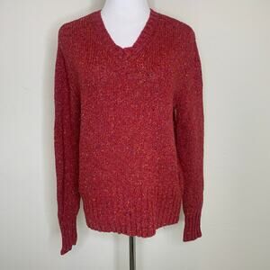Tommy Hilfiger V Neck Brick Red Sweater Sz Small